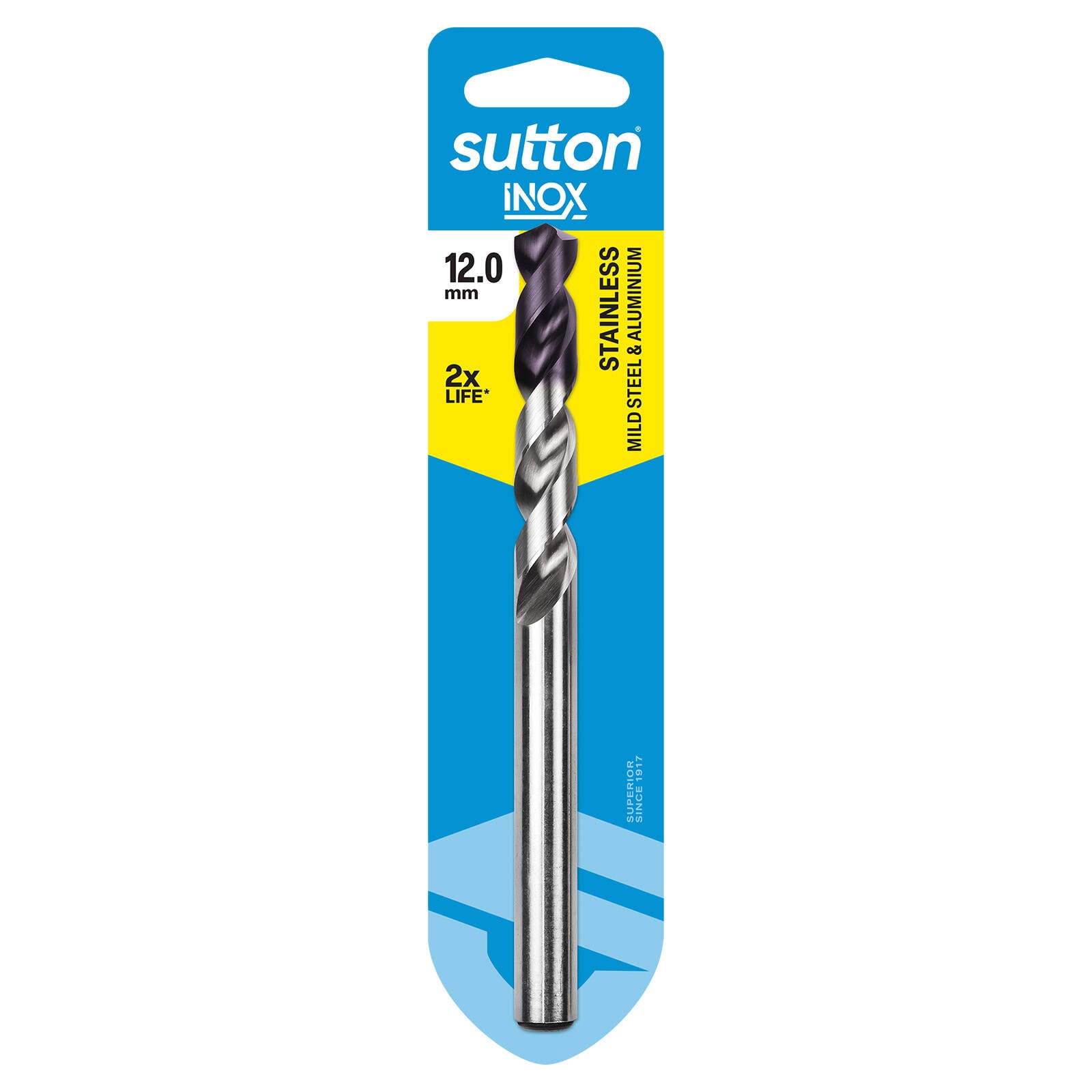 Sutton Tools 12.0mm INOX Stainless Steel Jobber Drill Bit, M2 HSS, 78mm Drilling Depth