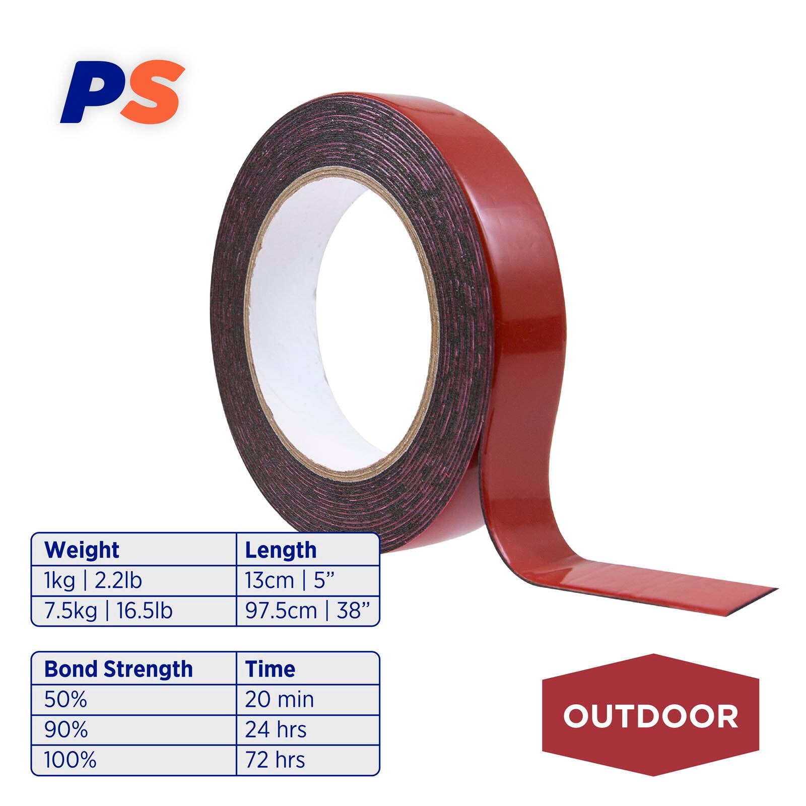Permastik 5m x 24mm Black Foam Outdoor Mounting Tape