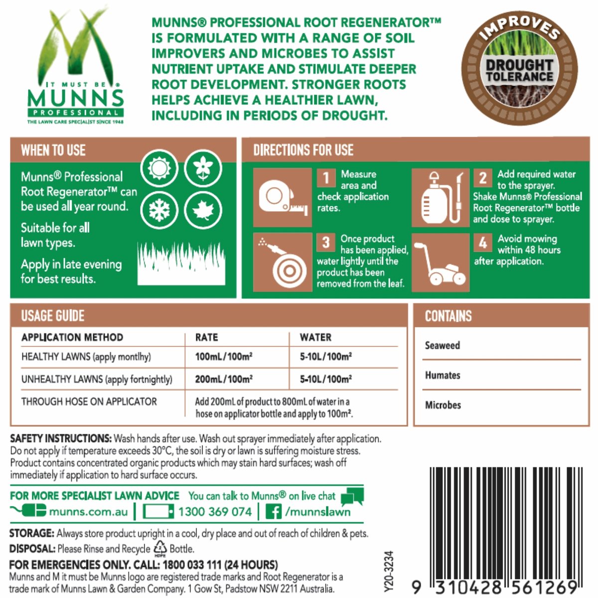 Munns Professional Root Regenerator - 1L - Liquid - All Lawns - SuperSaverAU - view 2