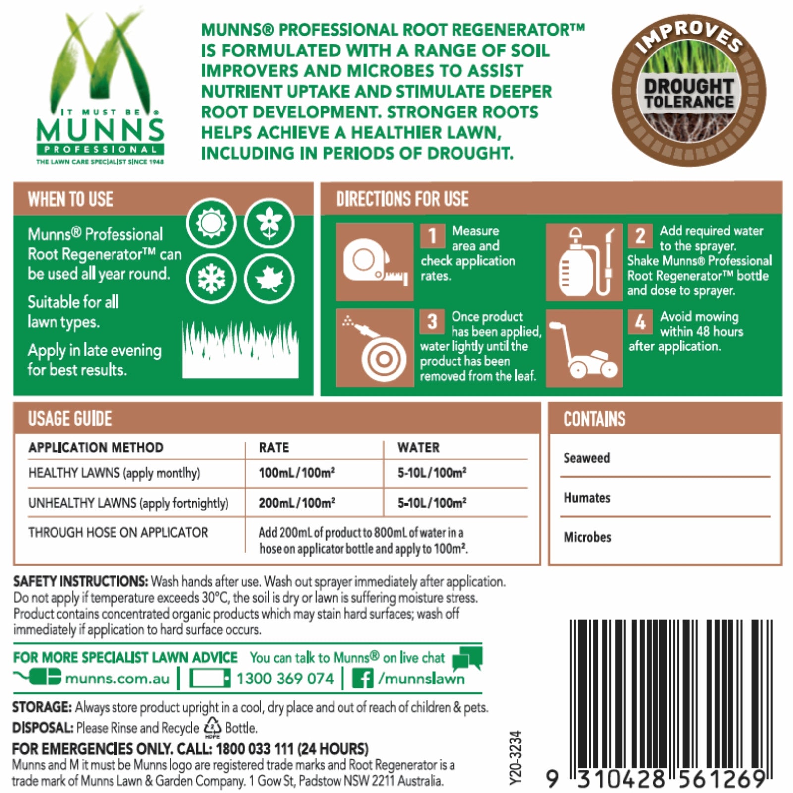 Munns Professional 1L Root Regenerator Liquid Soil Improver Concentrate