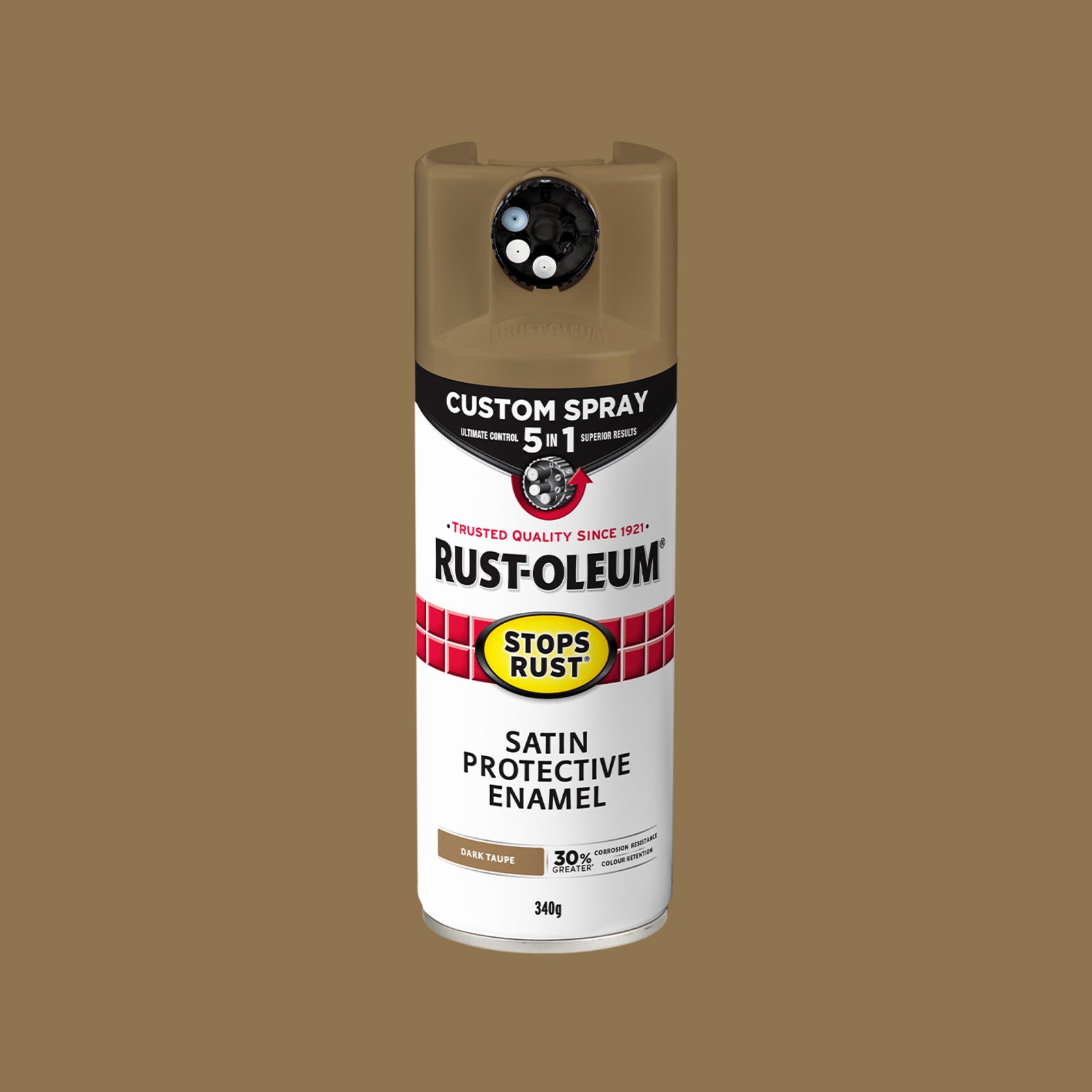 Rust-Oleum Stops Rust Custom 5 In 1 Spray Paint 340g - Dark Taupe Satin Splatter-Resistant