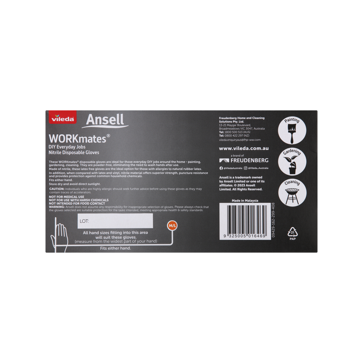 Vileda Ansell Nitrile Disposable Gloves 100pk Medium Large - Puncture Resistant - SuperSaverAU - view 3