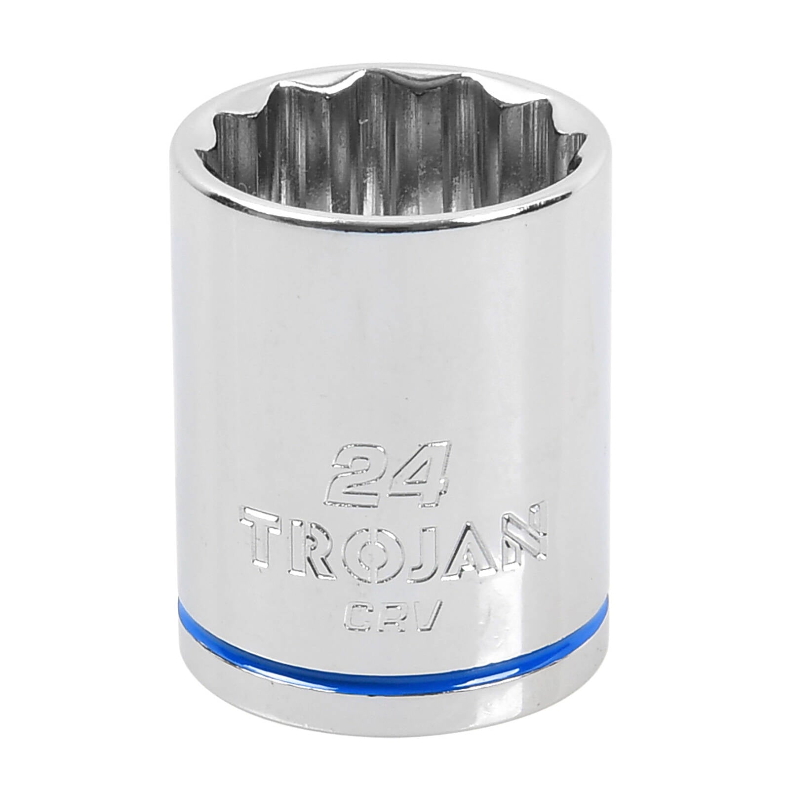 Trojan 24mm Socket 1/2" Drive, Chrome Vanadium 12 Point Metric
