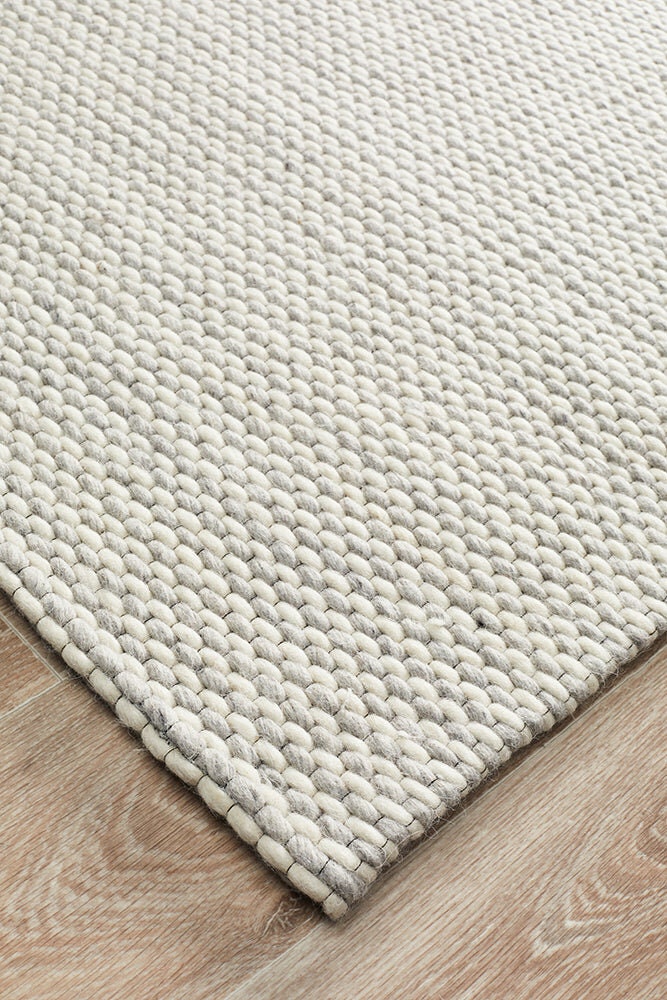 Rug Culture Studio Large Rug 280x190cm - Silver Felted Wool, Hand Woven Flatweave - STUD320SIL280X190