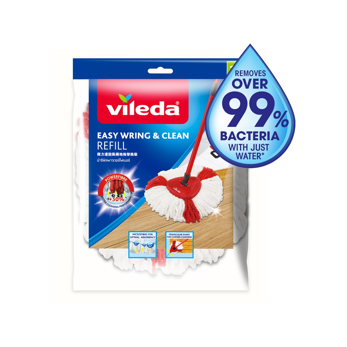 Vileda Easy Wring Mop Refill - 100% Microfibre - Hygienic Clean - SuperSaverAU - view 2