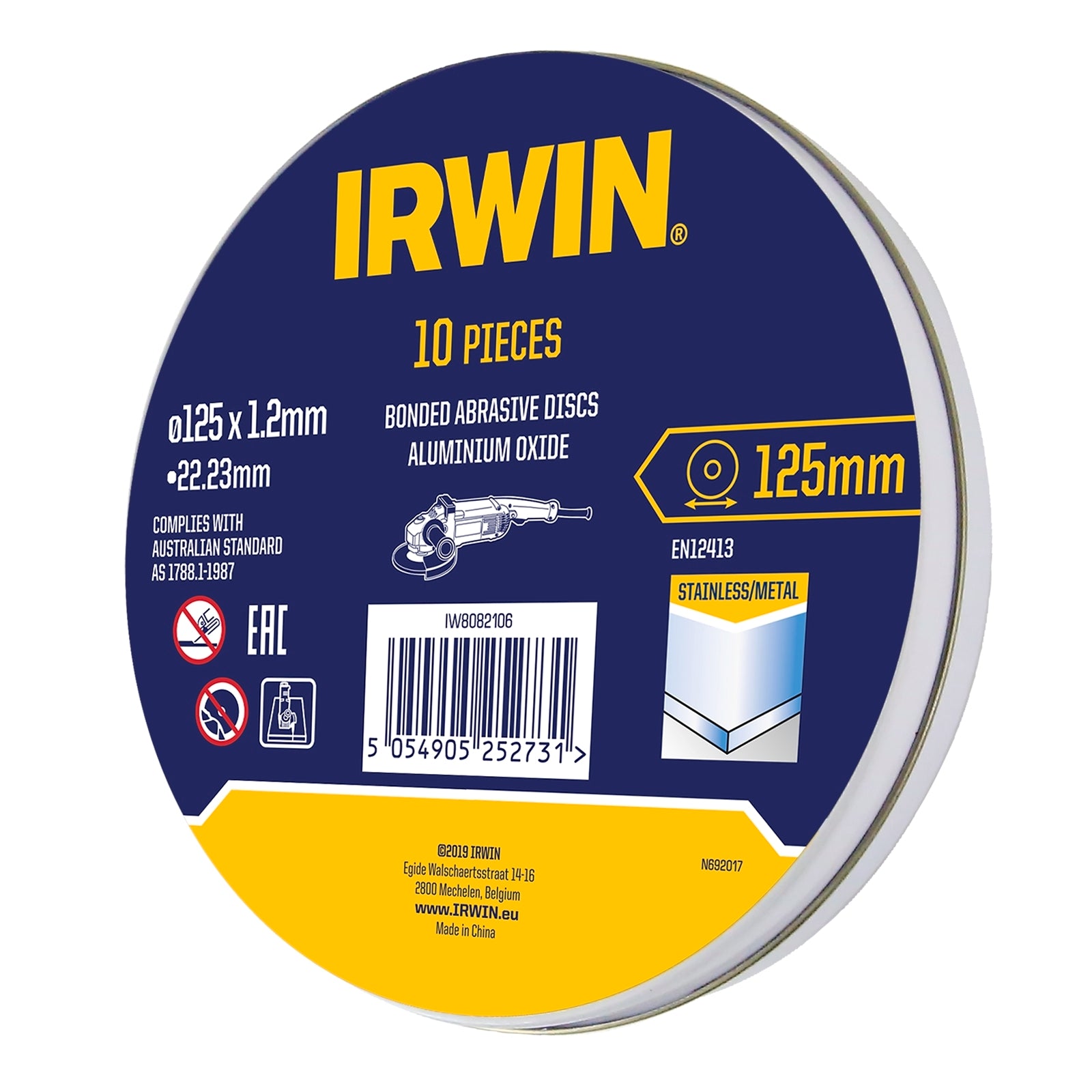 Irwin 125 x 1.2 x 22.2mm Metal Cut Off Disc 10 Pack