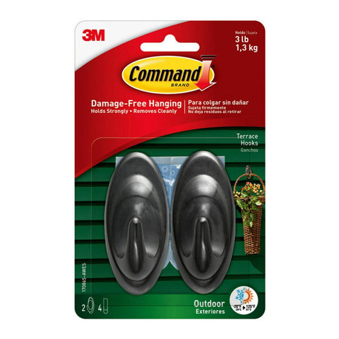 Command Outdoor Medium Terrace Hooks - Slate
