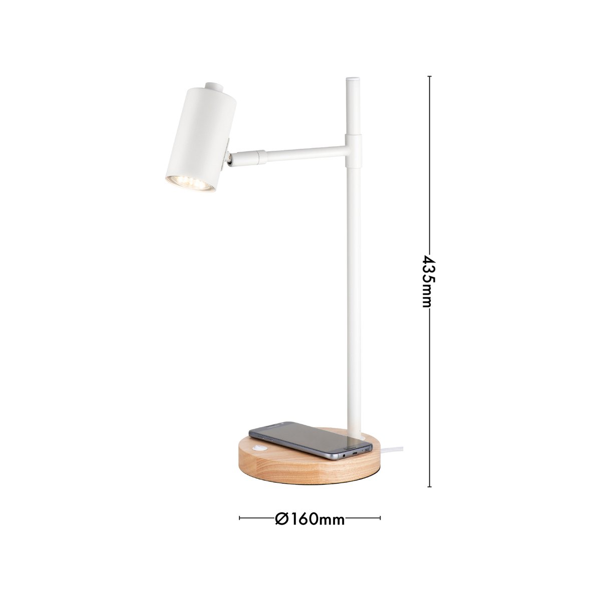 Verve Design Amari Desk Lamp - Wireless Charging - 160mm x 435mm - Matt White - SuperSaverAU - view 5