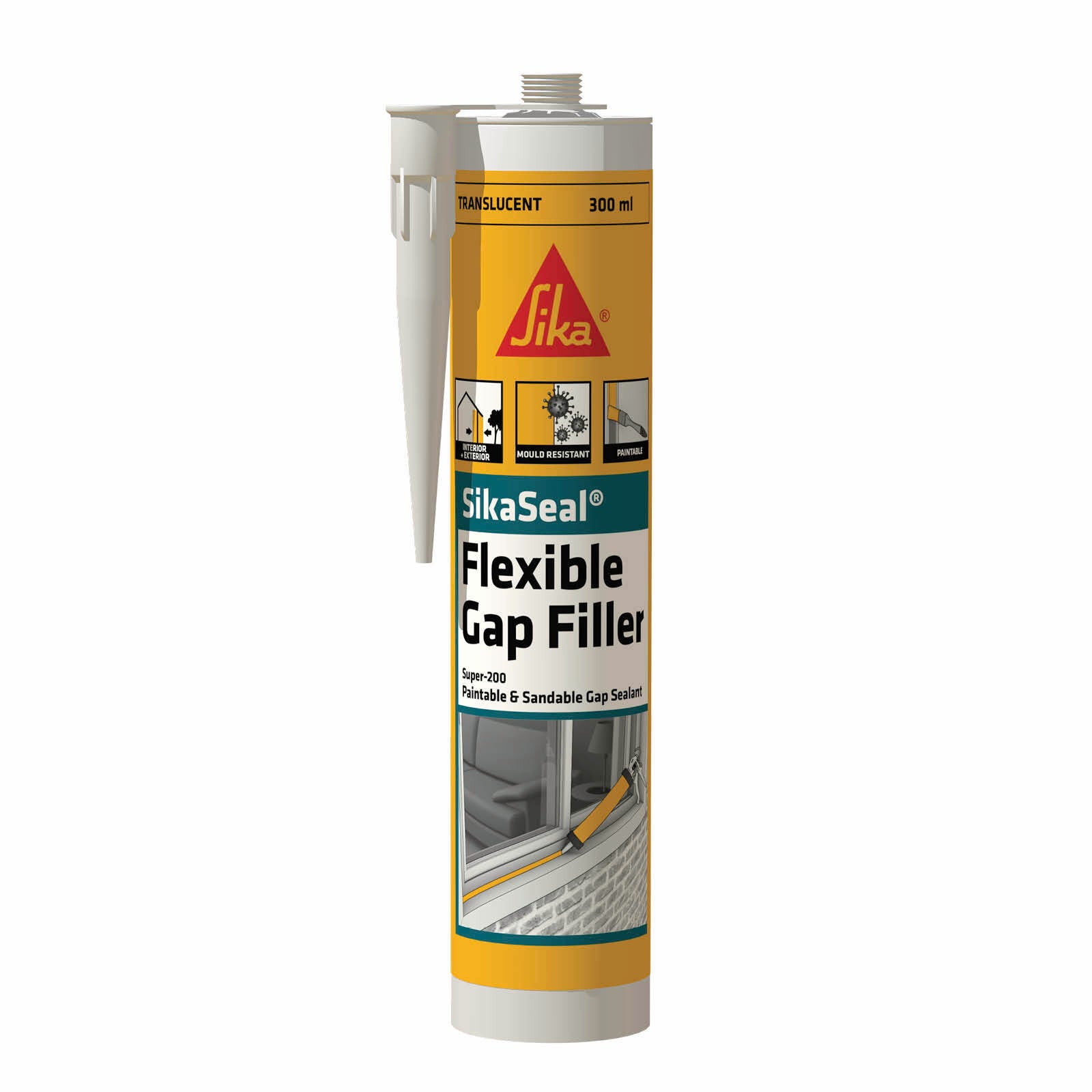 Sika Sikacryl Super 200 Gap Sealant 300ml, Translucent Acrylic Silicone Hybrid Paintable