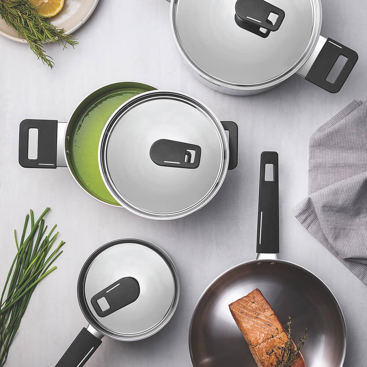 Tramontina Grano 4 Piece Tri-Ply Stainless Steel Cookware Set - Bakelite Handles, Induction - 65160000