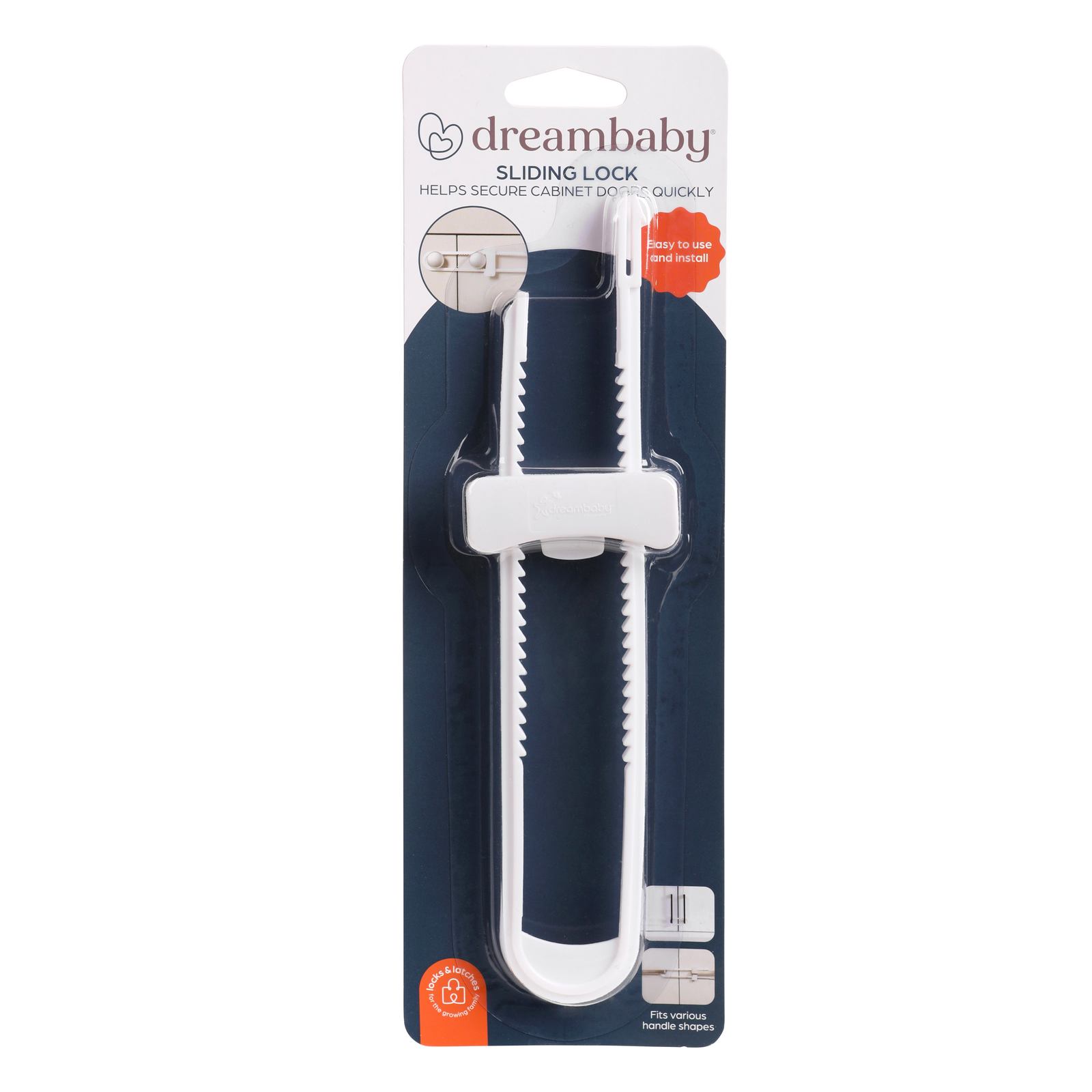 Dreambaby Child Safety Sliding Cabinet Lock, White Nylon