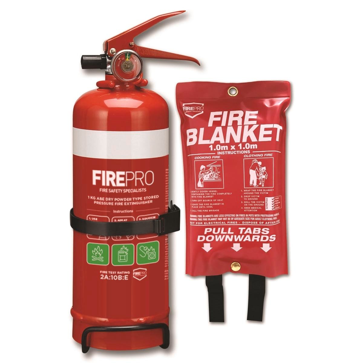 Fire Pro Fire Safety Kit - 1kg Extinguisher & 1m Blanket - Home Use - SuperSaverAU - view 1