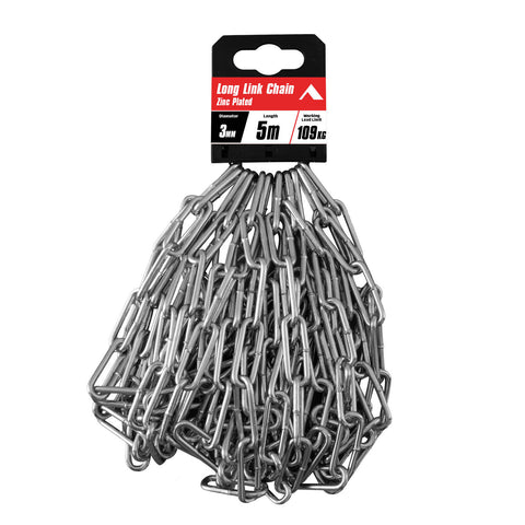 Pinnacle 3mm x 5m Zinc Plated Long Link Chain