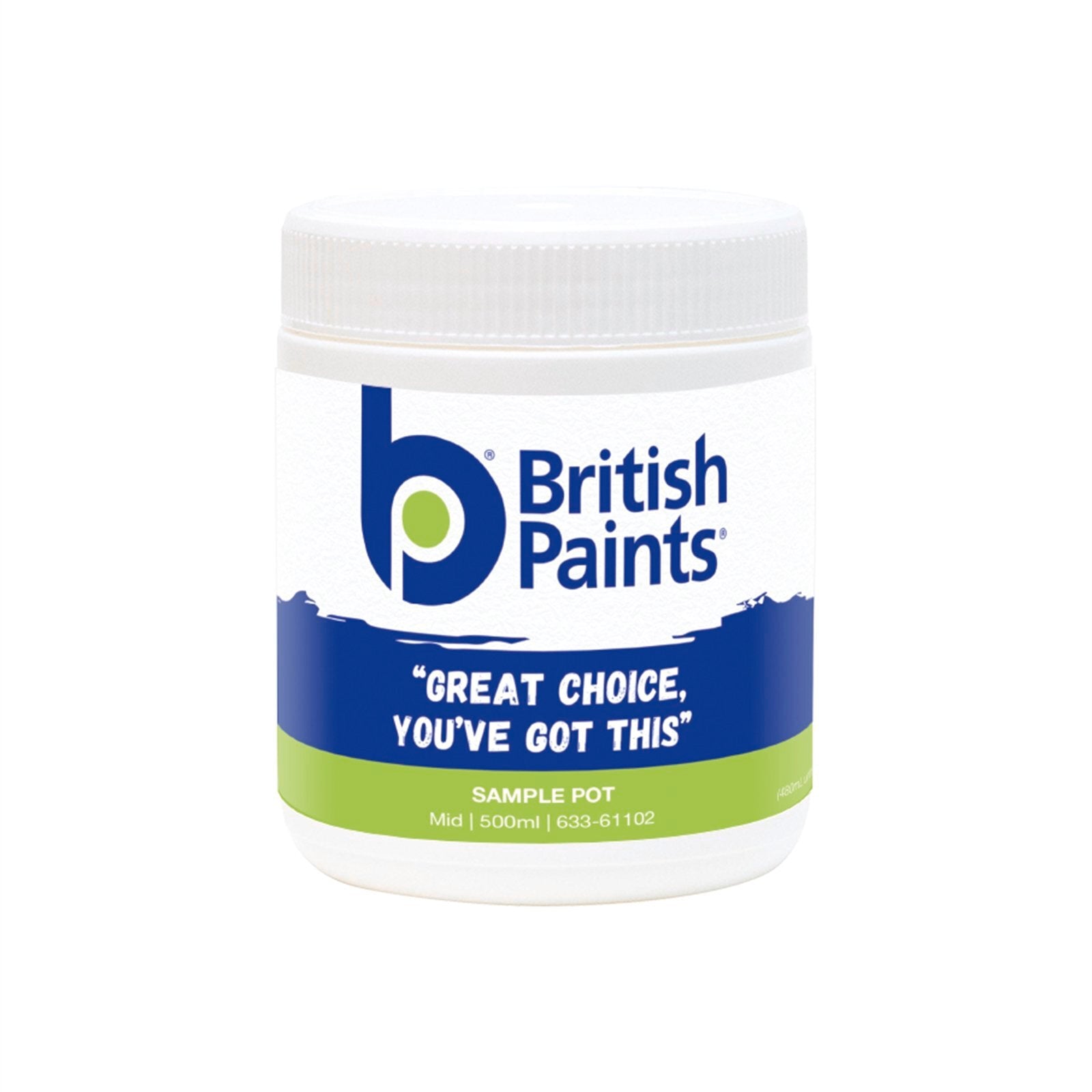 British Paints Sample Pot 500ml Mid-Base Indoor