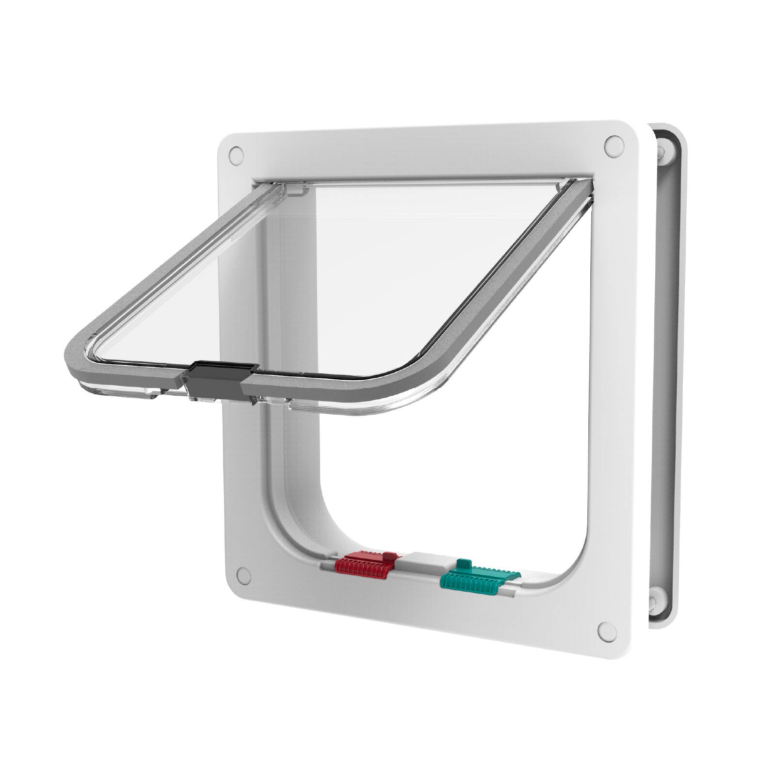Hakuna Pets Small Cat Flap - White - 190 x 200mm Frame - 4-Way Locking