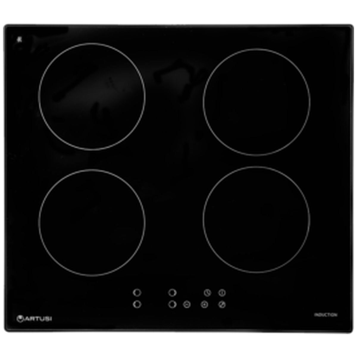 Artusi 60cm 4 Zone Plug-In Induction Cooktop - Black Ceramic Glass, 10A Plug and Lead, Timer - CAID4PG