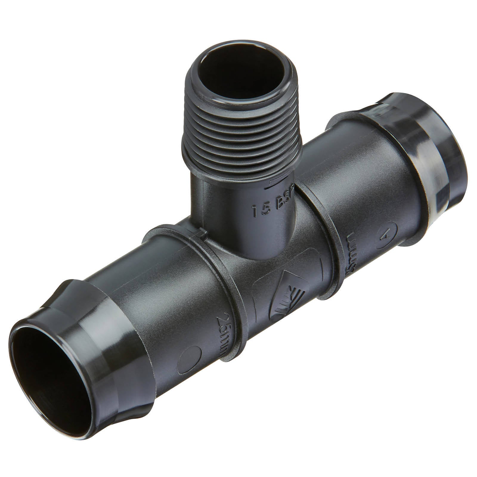 Pope 25mm Barbed x 15mm Male BSP Threaded Tee
