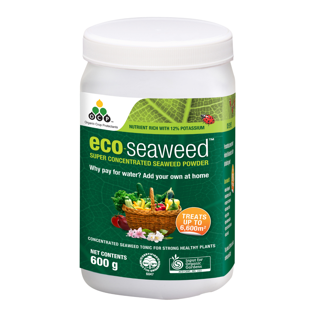 OCP Eco-Seaweed Soluble Fertiliser 600g - Powdered Seaweed Extract, Water Soluble for All Plants