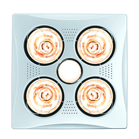 HPM 3-in-1 Exhaust Fan, Heat & LED Light - 4 Heat Lamps Bathroom Heater 275W White BH4NDWE