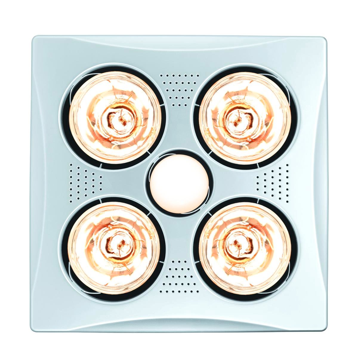 HPM 3-in-1 Exhaust Fan, Heat & LED Light - 4 Heat Lamps Bathroom Heater 275W White BH4NDWE
