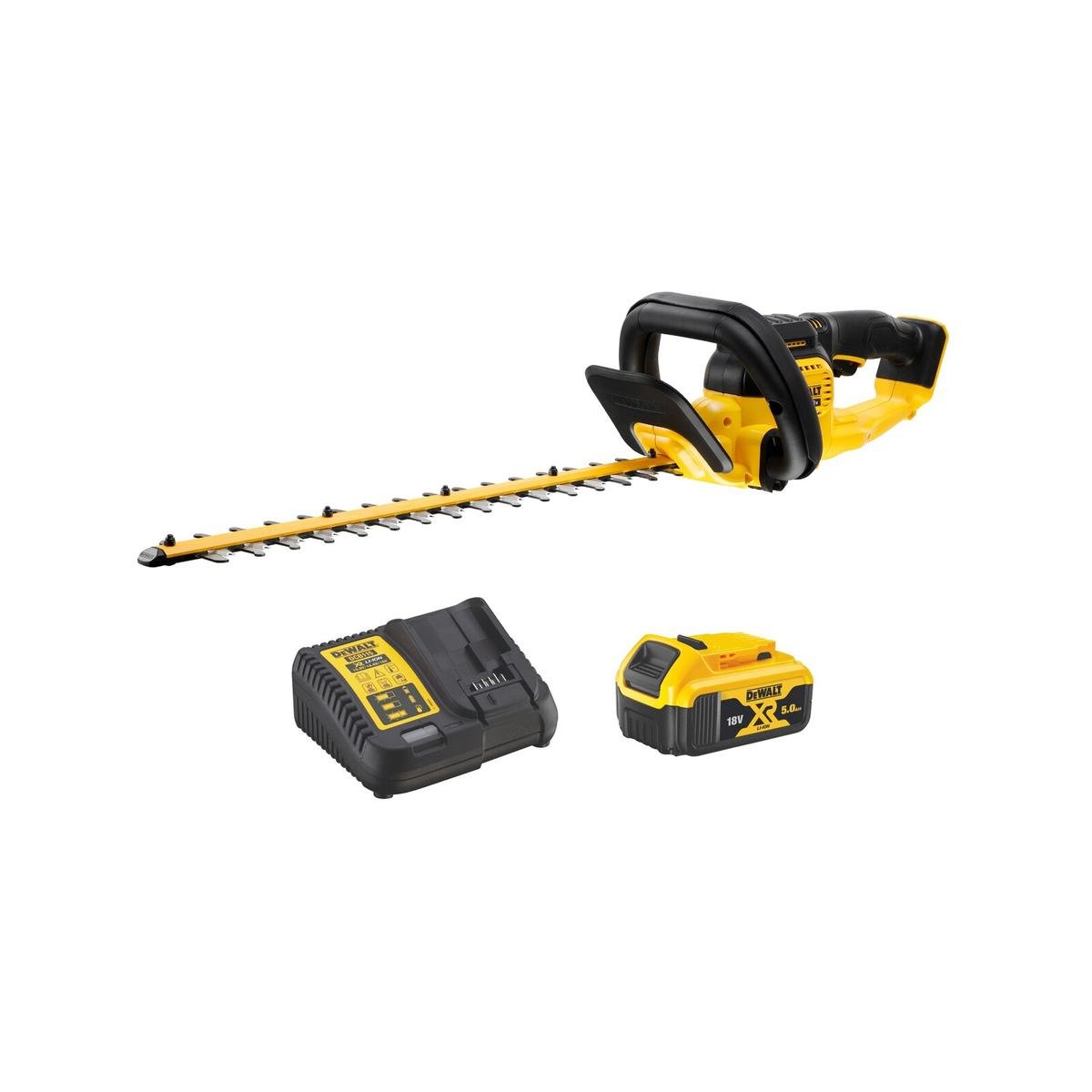DeWALT 18V 5.0Ah XR 550mm Cordless Brushless Hedge Trimmer Combo Kit DCMHT563P1-XE