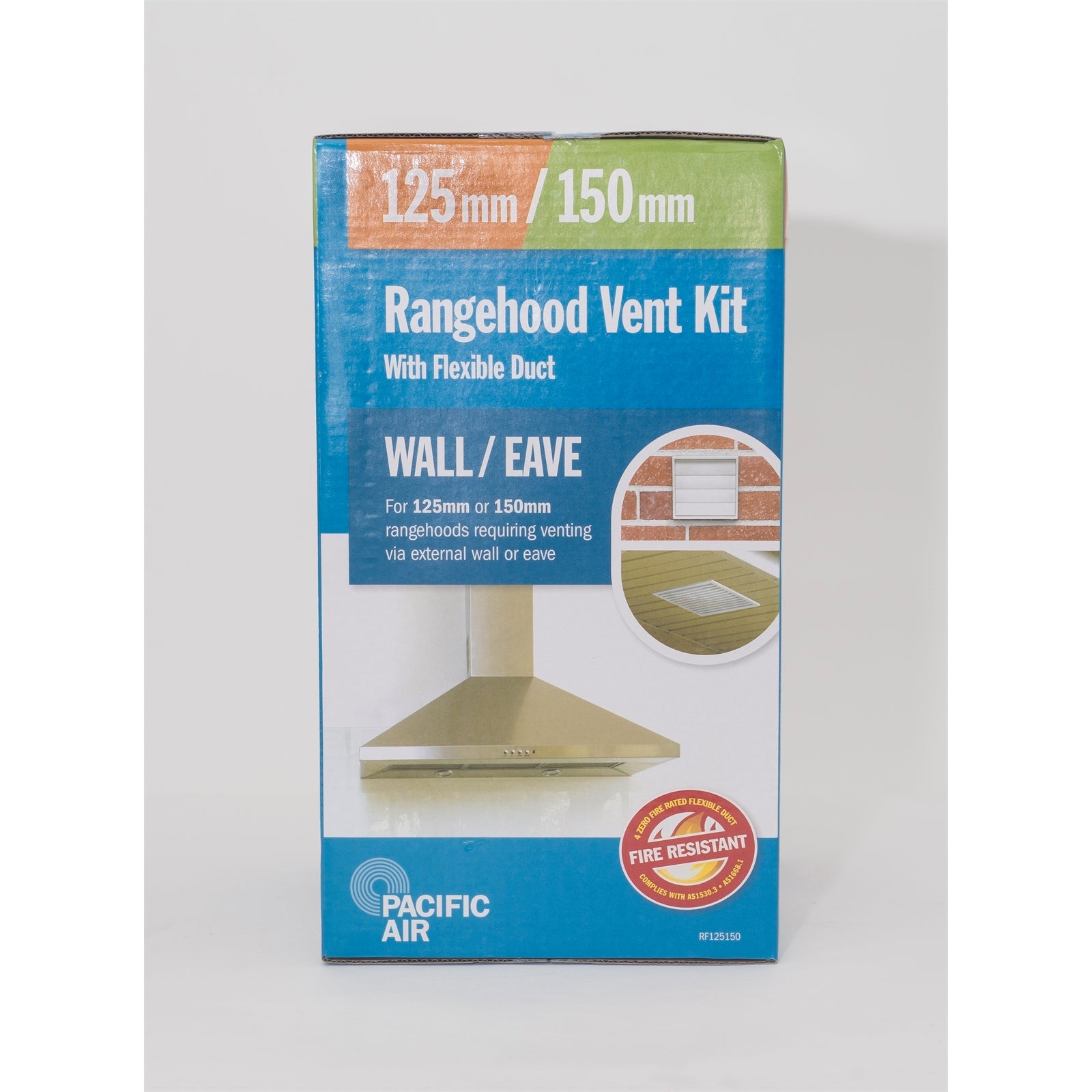 Pacific Air 125-150mm Flexible Wall or Eave Rangehood Ducting Kit - PVC & Aluminium Foil, White