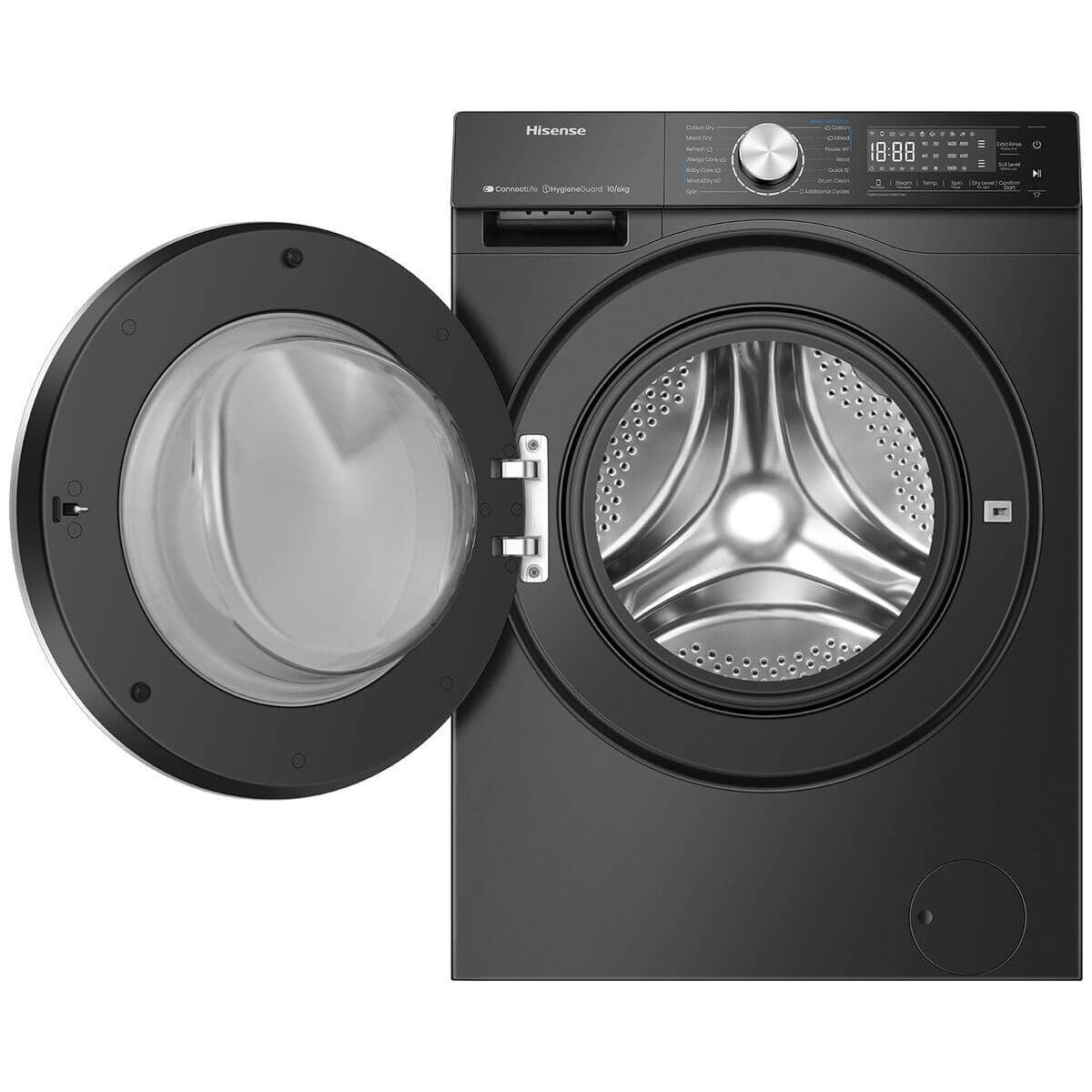 Hisense Series 7 10kg/6kg Washer Dryer Combo - Steam, Jet Wash, UV Light Hygiene - Black - HCF7S1014BX