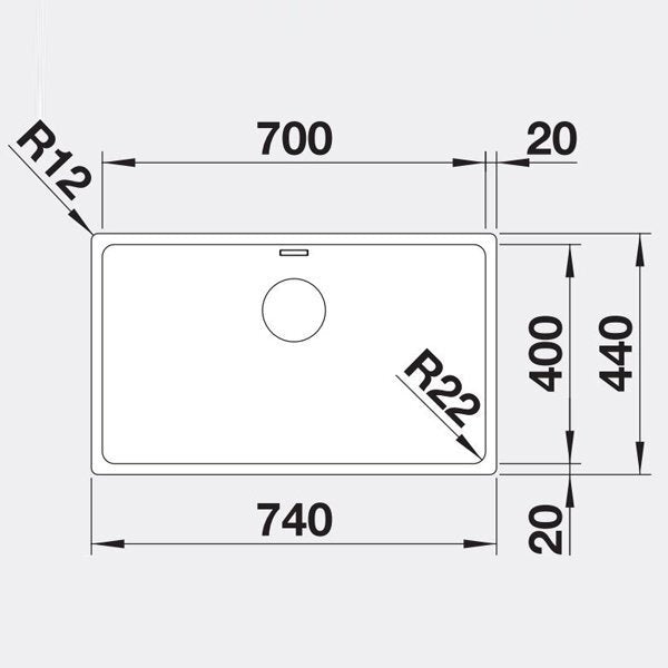Blanco single bowl undermount sink - 18/10 surgical grade stainless steel, made in Germany - ANDANO700UK5