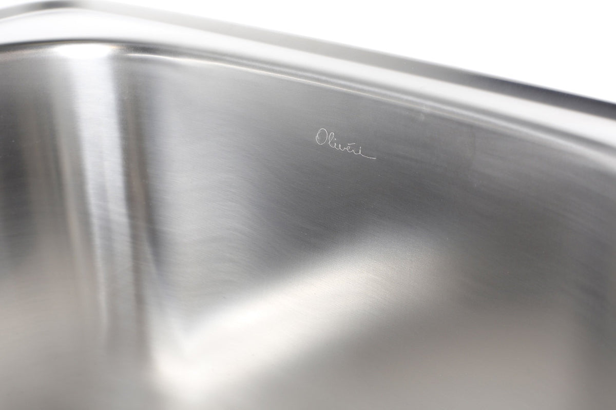 Oliveri 45L laundry tub with rinse bypass kit - 304 grade polished stainless steel - TI45S