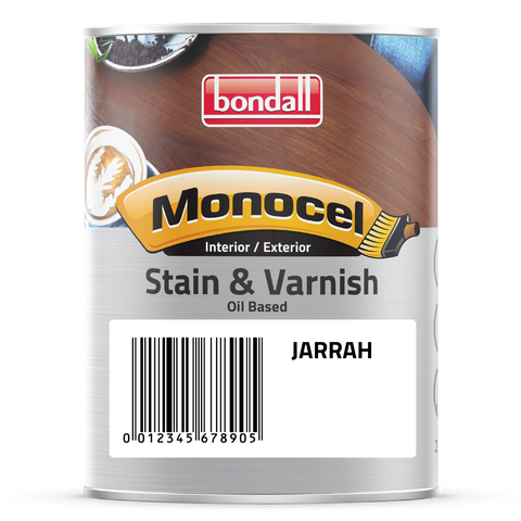 Bondall Monocel Stain & Varnish Jarrah Satin 250ml - Interior & Exterior Polyurethane Wood Finish