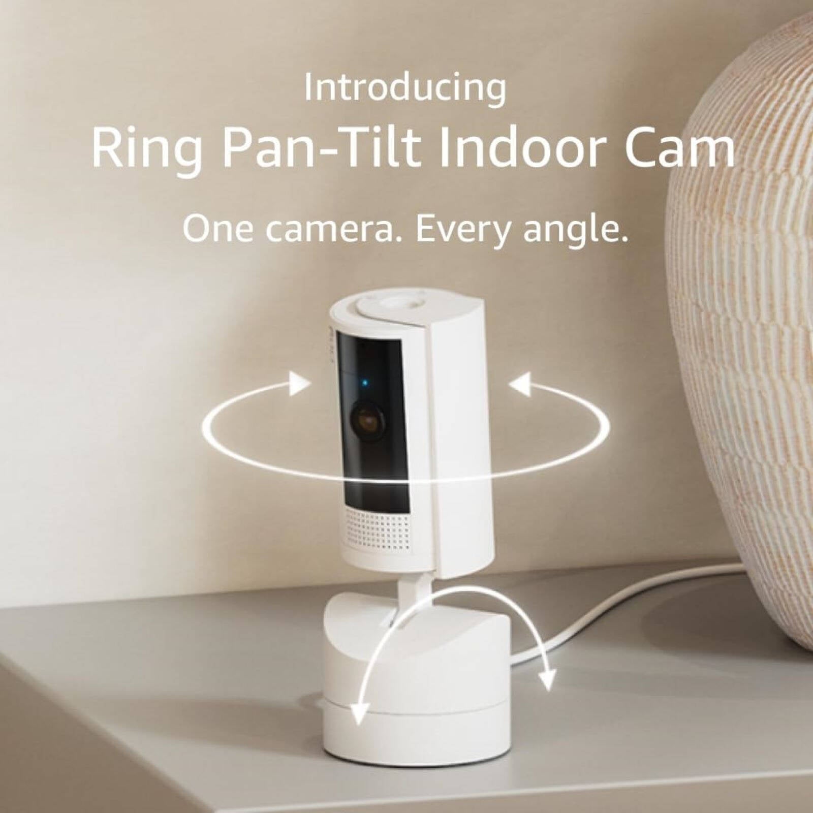 Ring Pan Tilt Indoor Camera B0CG2TPLJV, 1080p HD, Two-Way Talk, Plug-In, White