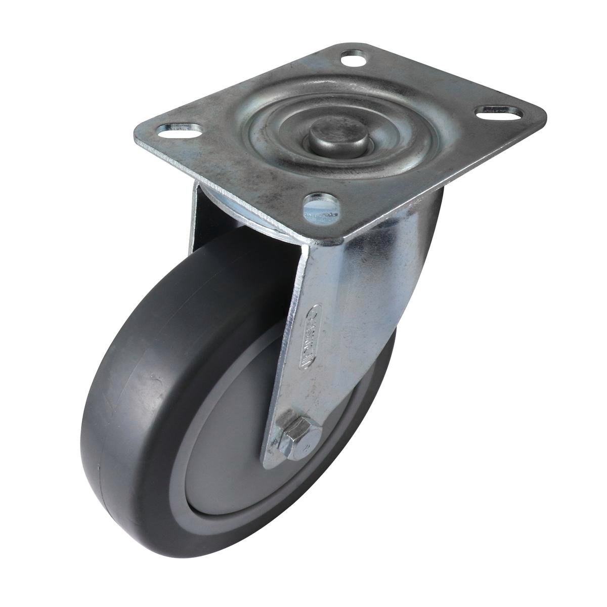 Easyroll 125mm Grey Rubber Heavy Duty Swivel Castor 100kg