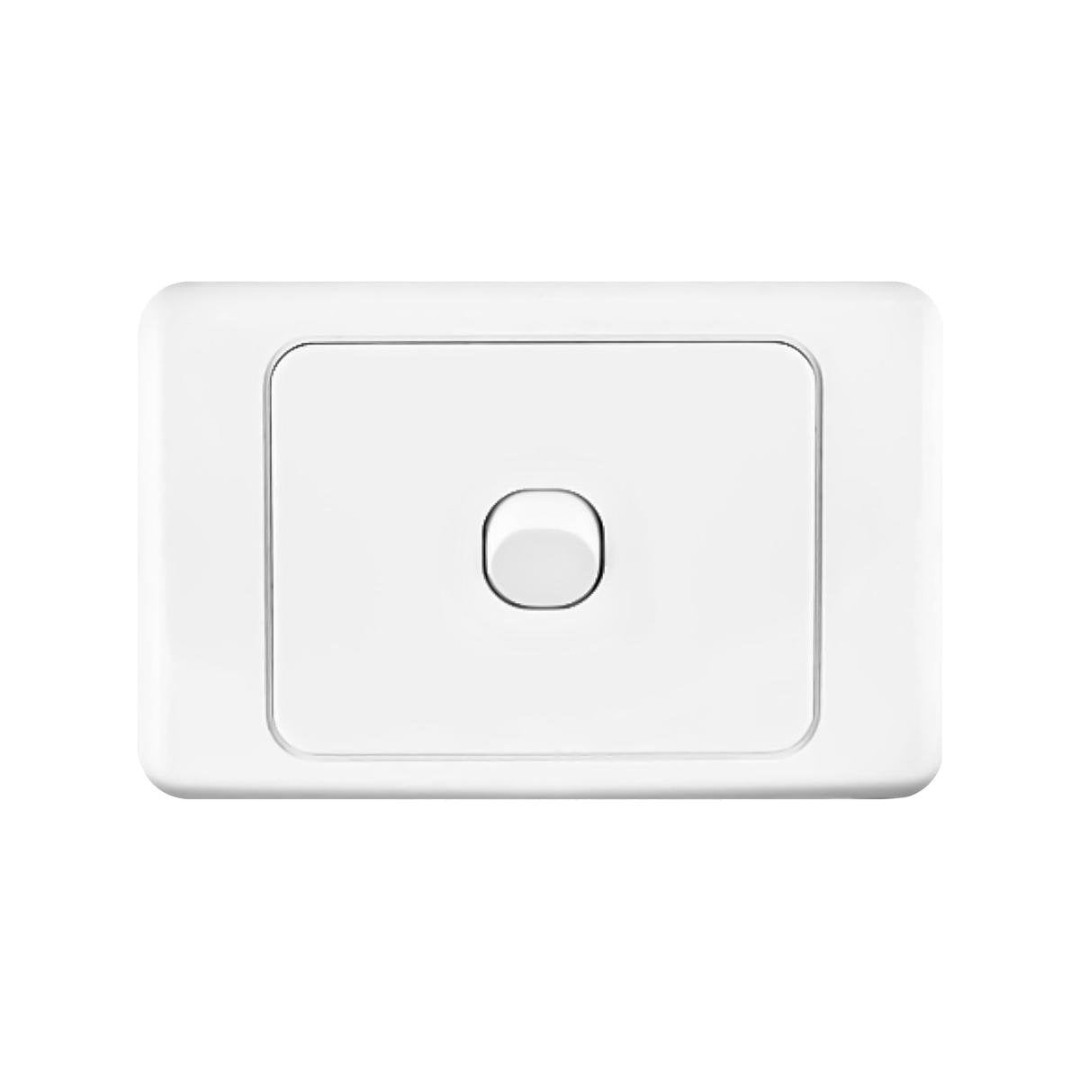 DETA Double Pole Single Switch 10A Polycarbonate White Surface Mount 6122B