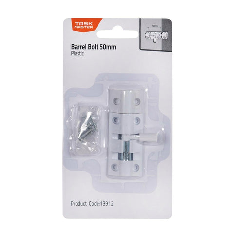 Taskmaster 50mm Plastic Barrel Bolt - Light-Duty Security Solution - Black - SuperSaverAU - view 1