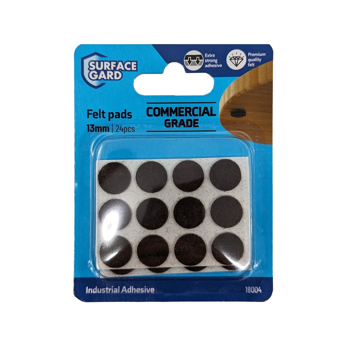 Surface Gard 13mm Brown Round Felt Floor Protectors 24 Pack