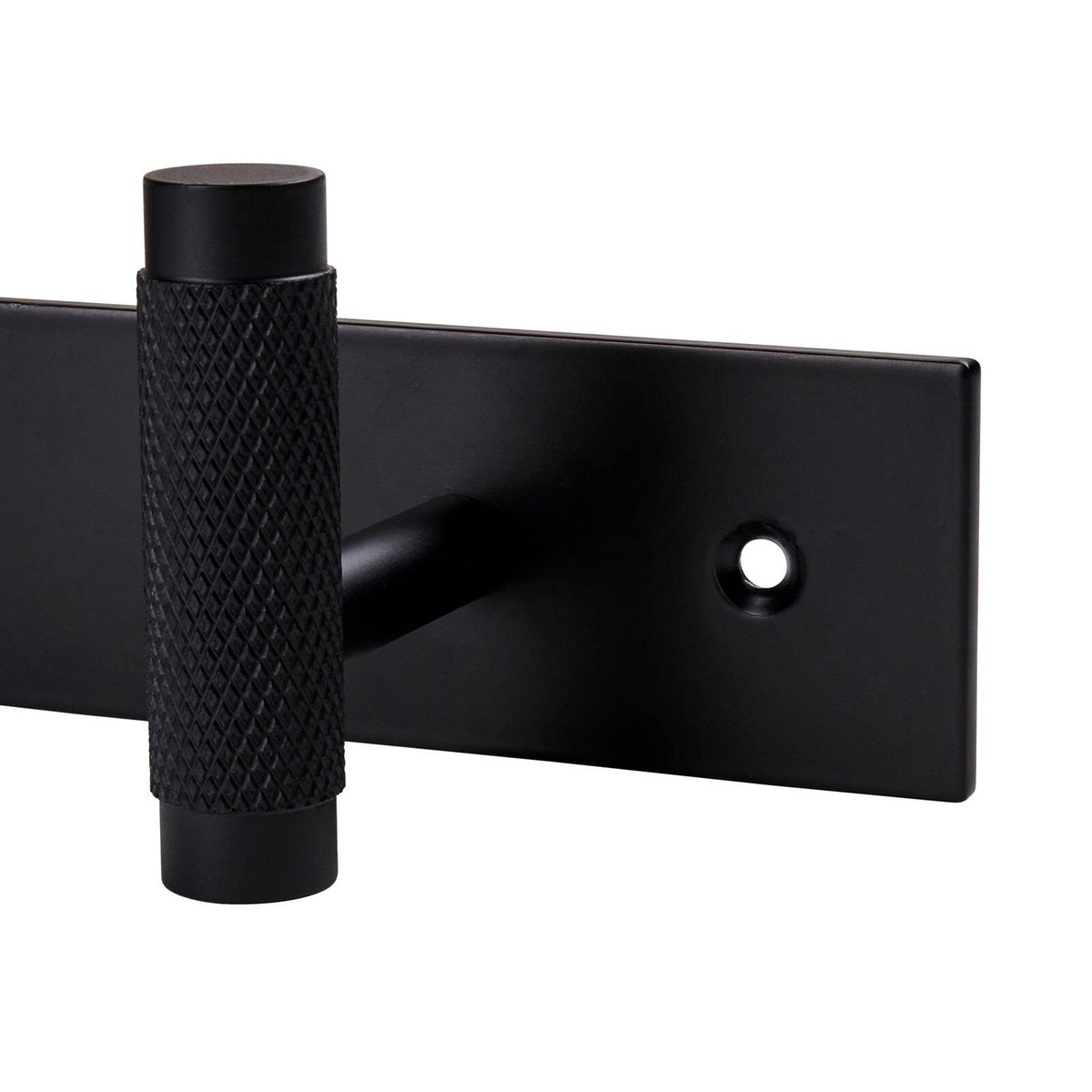 Adoored 4 Hook Black Knurled Decorative Steel Hook Rack