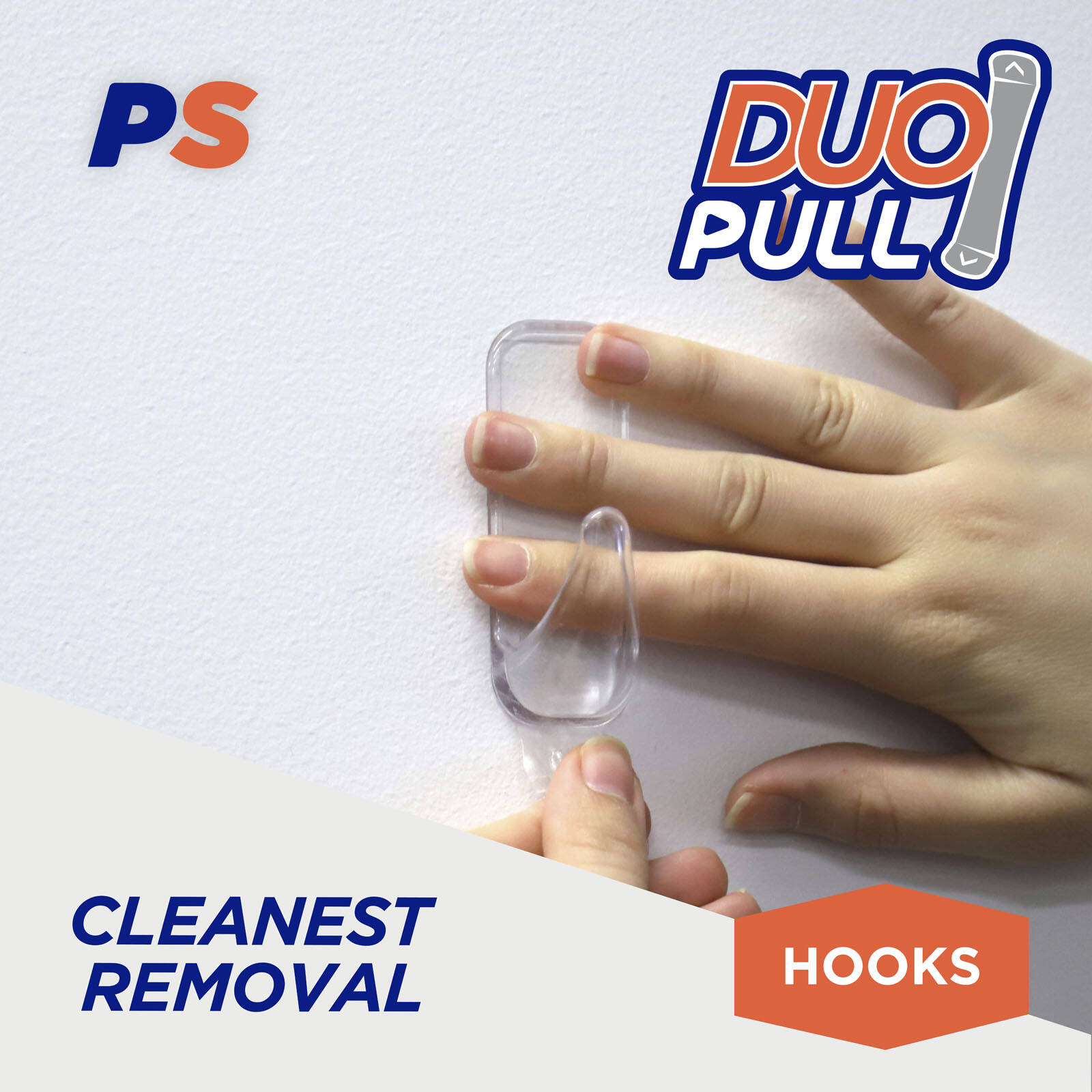 Permastik Large Clear Plastic Adhesive Urban Hooks 4 Pack Removable