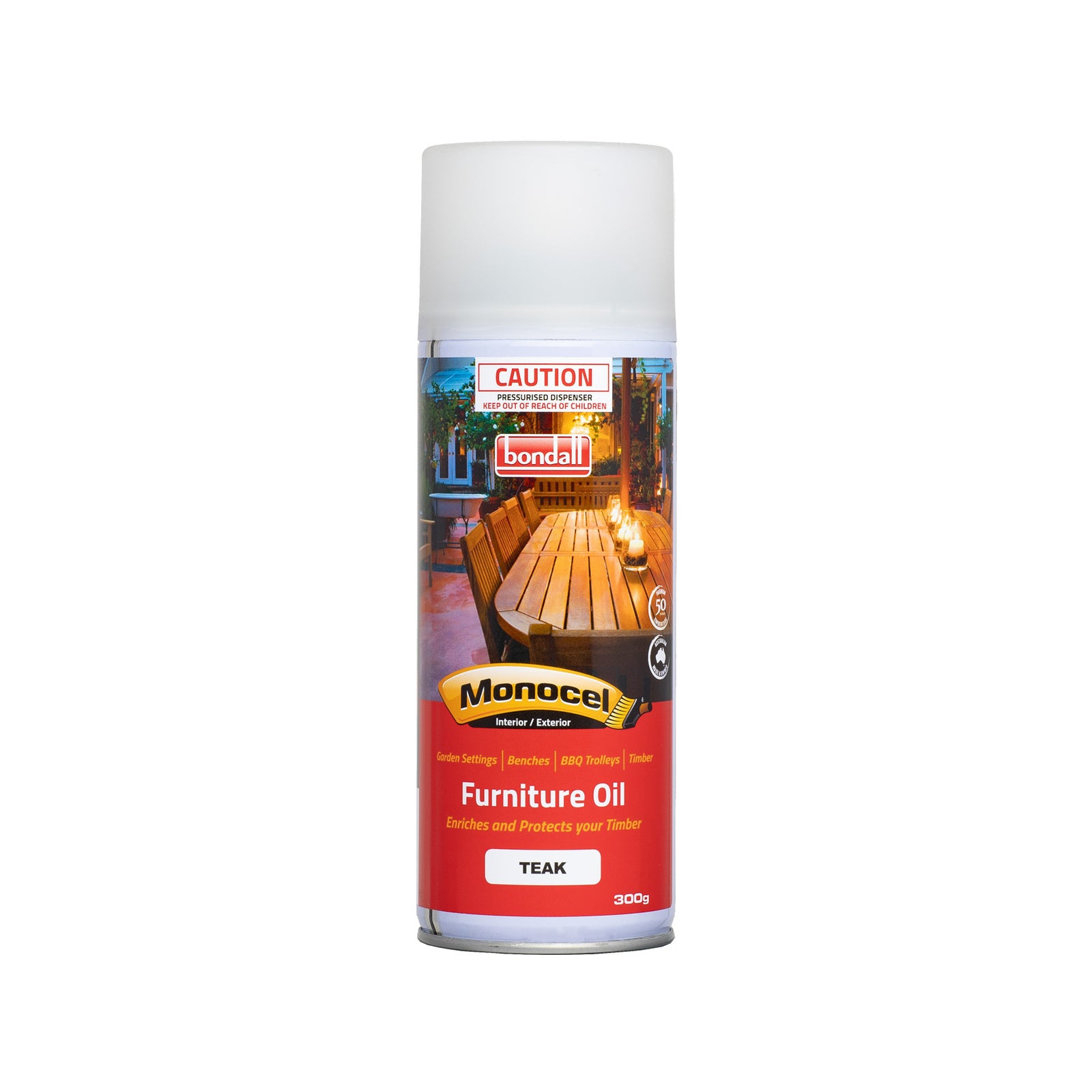 Bondall Monocel 300g Teak Furniture Oil Aerosol for Timber