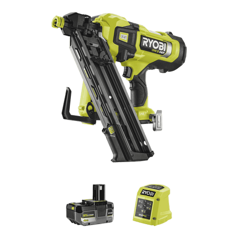 Ryobi 18V ONE+ HP Brushless 30-34° Framing Nailer 4Ah Kit, Cordless, RFN1830X14