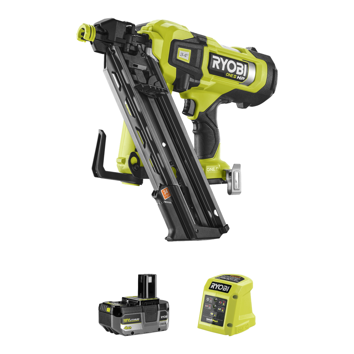Ryobi 18V ONE+ HP Brushless AirStrike Framing Nailer 30-34° - 4Ah Kit - Cordless - SuperSaverAU - view 1