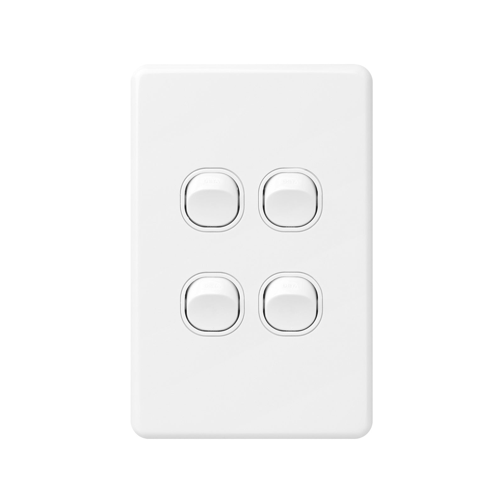 DETA X6 White Quad Vertical Switch 4 Gang 10A 240V Polycarbonate Indoor 6154VB