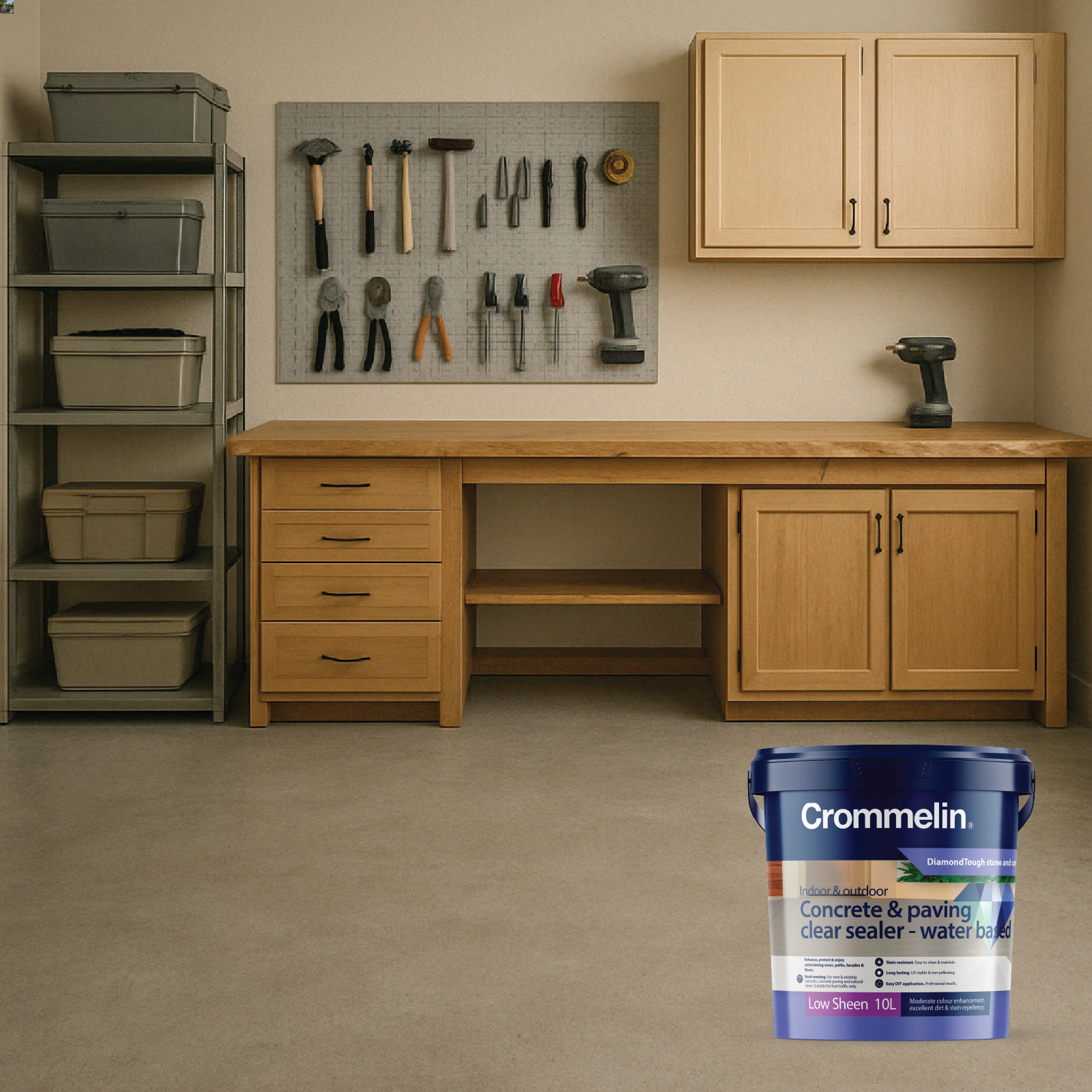 Crommelin DiamondTough Concrete & Paving Clear Sealer 4L - Water Based, Tintable