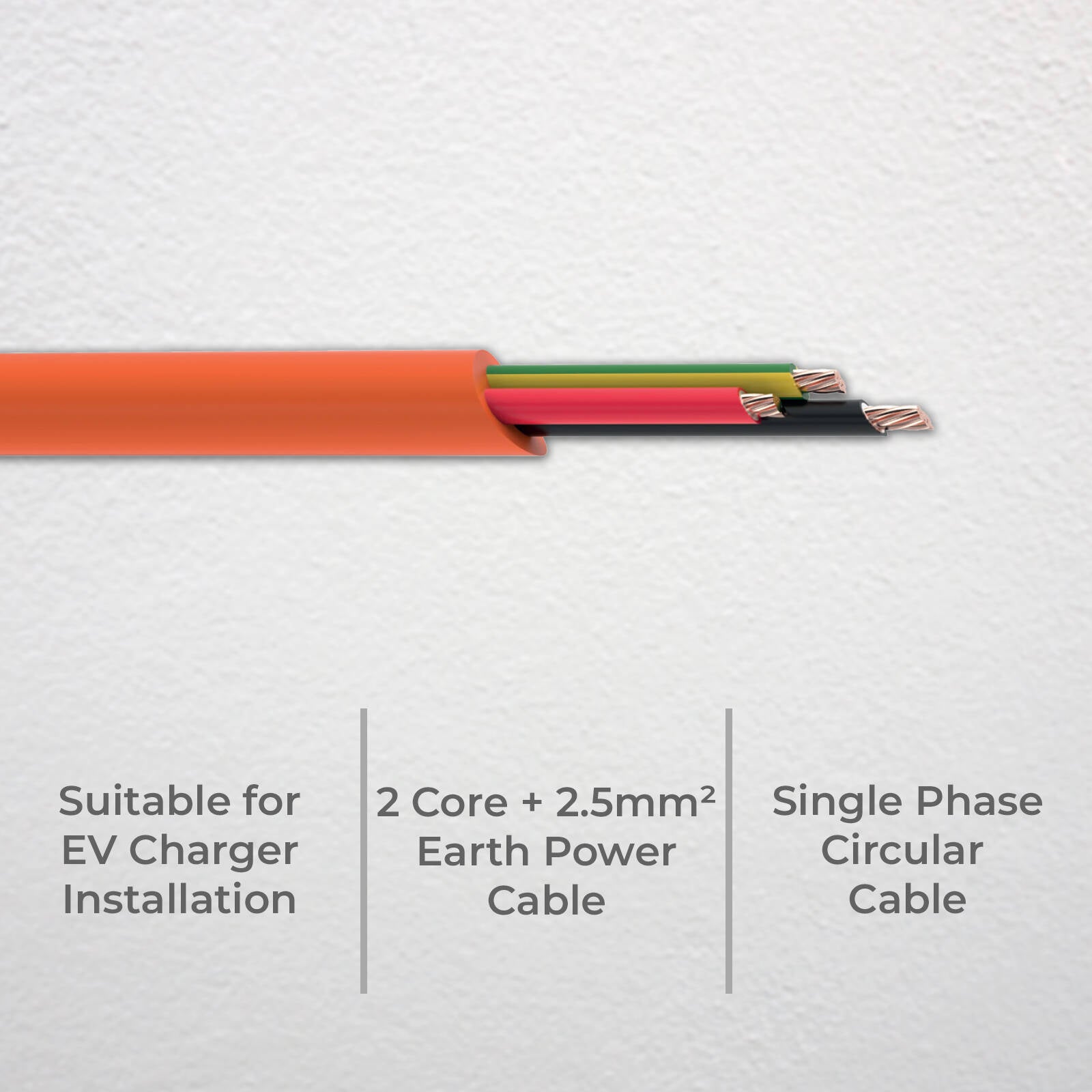Deta 5m 450/750V V90 4.0mm 2-Core+E 1-Phase Cable, Orange