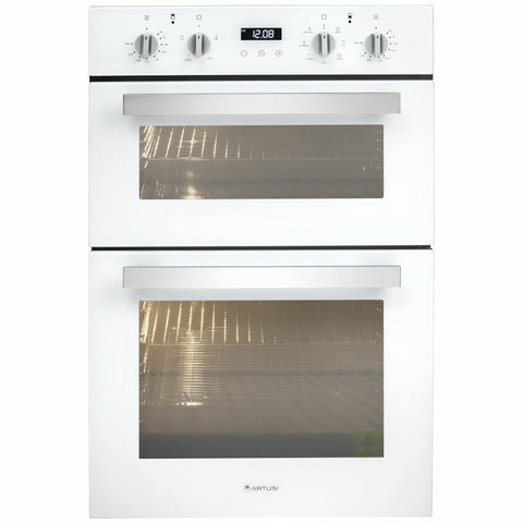Artusi 60cm built-in electric double oven - white, 90L gross, triple-glazed doors, halogen lighting - CAO888W