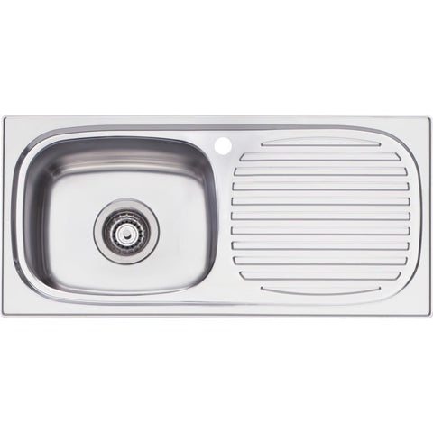 Oliveri Martini Single Bowl Topmount Sink - Right Hand Drainer - 12L Bowl - Colander Included - MR501