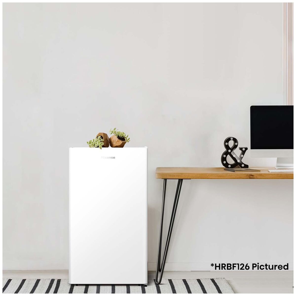 Hisense 124L bar fridge - black, Fresh Zone, large crisper, LED light, reversible door - HRBF126B