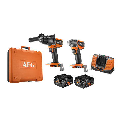 AEG 18V 4.0Ah 2-Piece Brushless FORCE Combo Kit with Hammer Drill A18X2BA142C