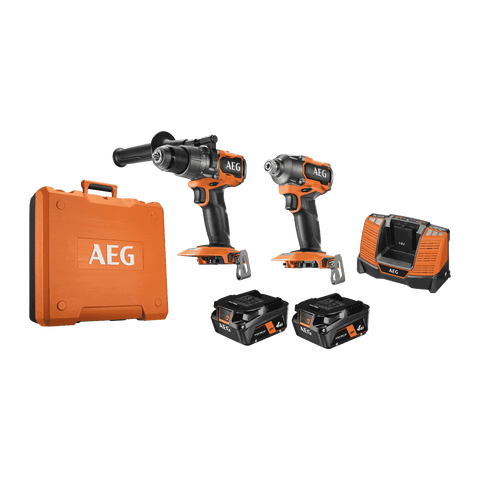 AEG 18V 4.0Ah 2-Piece Brushless FORCE Combo Kit with Hammer Drill A18X2BA142C