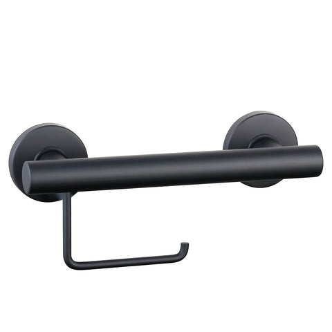 evekare 300mm Black Toilet Roll Holder Grab Rail 304 Stainless 250kg
