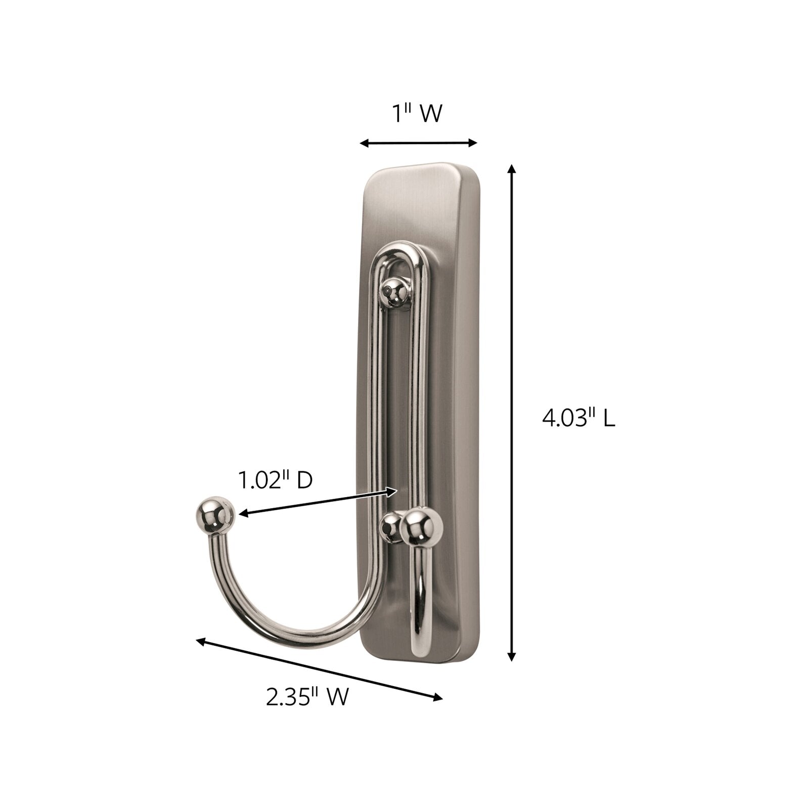 Command Brushed Nickel Large Double And Small Hooks - Damage Free, 3 Pack